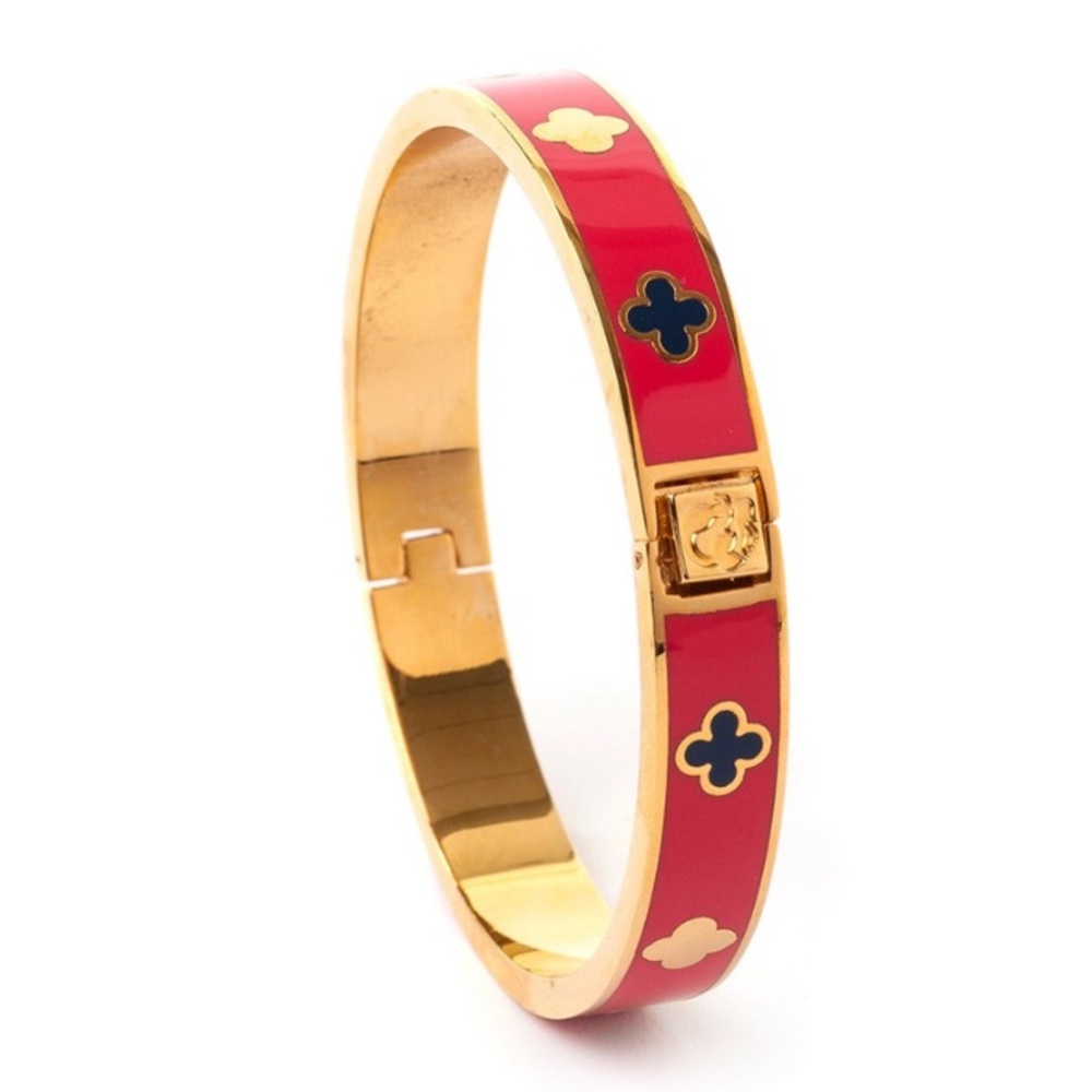 Spartina 449 Enamel Clover Hinged Bangle Bracelet